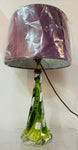 1950s Belgium Val St Lambert Light Green Twisted Glass Lamp Base