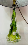 1950s Belgium Val St Lambert Light Green Twisted Glass Lamp Base