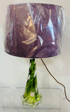 1950s Belgium Val St Lambert Light Green Twisted Glass Lamp Base