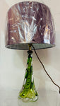 1950s Belgium Val St Lambert Light Green Twisted Glass Lamp Base