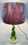 1950s Belgium Val St Lambert Light Green Twisted Glass Lamp Base