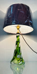 1950s Belgium Val St Lambert Light Green Twisted Glass Lamp Base