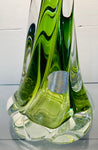 1950s Belgium Val St Lambert Light Green Twisted Glass Lamp Base