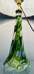 1950s Belgium Val St Lambert Light Green Twisted Glass Lamp Base