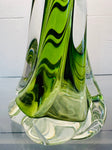 1950s Belgium Val St Lambert Light Green Twisted Glass Lamp Base