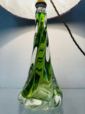 1950s Belgium Val St Lambert Light Green Twisted Glass Lamp Base