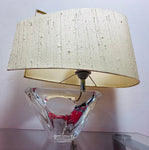 1950s DAUM France Crystal Glass Sailboat Table Lamp Signed