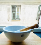 Large 1950s White Apothecary Porcelain Mortar & Pestle G.D.V. Bruère