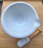 Large 1950s White Apothecary Porcelain Mortar & Pestle G.D.V. Bruère