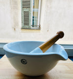 Large 1950s White Apothecary Porcelain Mortar & Pestle G.D.V. Bruère