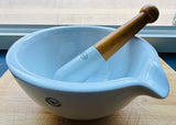 Large 1950s White Apothecary Porcelain Mortar & Pestle G.D.V. Bruère