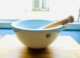 Large 1950s White Apothecary Porcelain Mortar & Pestle G.D.V. Bruère