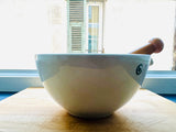 Large 1950s White Apothecary Porcelain Mortar & Pestle G.D.V. Bruère