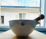 Large 1950s White Apothecary Porcelain Mortar & Pestle G.D.V. Bruère