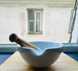 Large 1950s White Apothecary Porcelain Mortar & Pestle G.D.V. Bruère