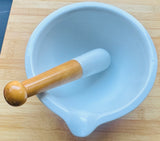 Large 1950s White Apothecary Porcelain Mortar & Pestle G.D.V. Bruère