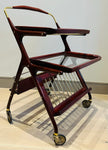 1950s Italian Brass & Wood Bar Cart by Cesare Lacca for Cassina