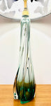 1950s Belgium Val St Lambert Green Crystal Glass Table Lamp