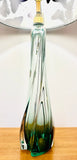 1950s Belgium Val St Lambert Green Crystal Glass Table Lamp