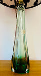 1950s Belgium Val St Lambert Green Crystal Glass Table Lamp