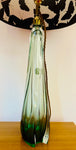 1950s Belgium Val St Lambert Green Crystal Glass Table Lamp