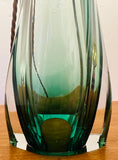 1950s Belgium Val St Lambert Green Crystal Glass Table Lamp