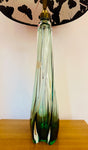 1950s Belgium Val St Lambert Green Crystal Glass Table Lamp