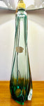 1950s Belgium Val St Lambert Green Crystal Glass Table Lamp