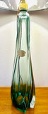 1950s Belgium Val St Lambert Green Crystal Glass Table Lamp