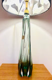 1950s Belgium Val St Lambert Green Crystal Glass Table Lamp