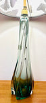 1950s Belgium Val St Lambert Green Crystal Glass Table Lamp