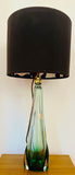 1950s Belgium Val St Lambert Green Crystal Glass Table Lamp