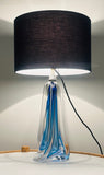 1950s Belgium Val St Lambert Blue Crystal Glass Table Lamp