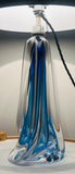 1950s Belgium Val St Lambert Blue Crystal Glass Table Lamp