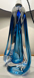 1950s Belgium Val St Lambert Blue Crystal Glass Table Lamp