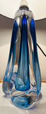 1950s Belgium Val St Lambert Blue Crystal Glass Table Lamp