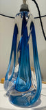 1950s Belgium Val St Lambert Blue Crystal Glass Table Lamp