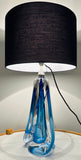 1950s Belgium Val St Lambert Blue Crystal Glass Table Lamp