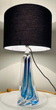 1950s Belgium Val St Lambert Blue Crystal Glass Table Lamp