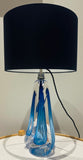 1950s Belgium Val St Lambert Blue Crystal Glass Table Lamp