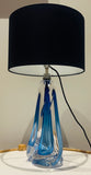 1950s Belgium Val St Lambert Blue Crystal Glass Table Lamp