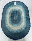 1960s British Finlandia Wool Rya Blue Oval Rug