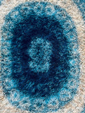 1960s British Finlandia Wool Rya Blue Oval Rug