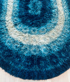 1960s British Finlandia Wool Rya Blue Oval Rug