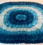 1960s British Finlandia Wool Rya Blue Oval Rug