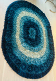 1960s British Finlandia Wool Rya Blue Oval Rug