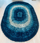 1960s British Finlandia Wool Rya Blue Oval Rug