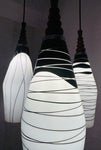 1960s Czech Zukov Black & White Milky Glass Hanging Light