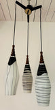 1960s Czech Zukov Black & White Milky Glass Hanging Light