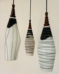 1960s Czech Zukov Black & White Milky Glass Hanging Light